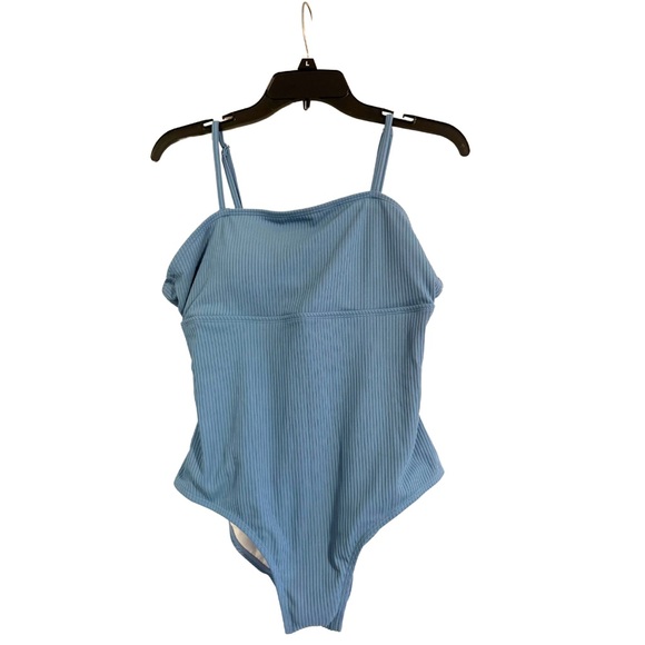 Coral Reef Blue Ribbed One Piece Swimsuit - Picture 2 of 6